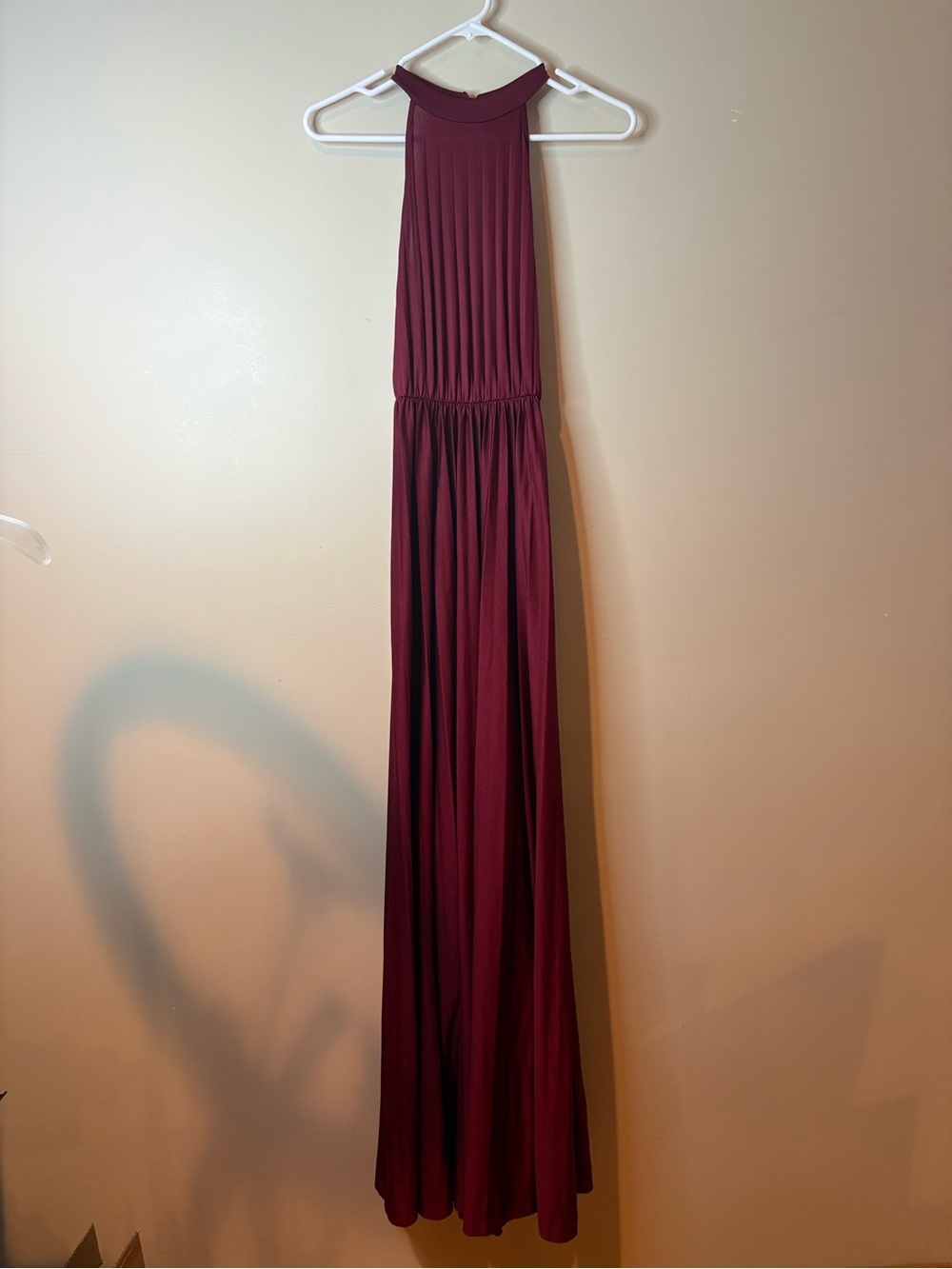 ASOS Burgundy Halter Neck Open Back Plisse Maxi Dress NWOT